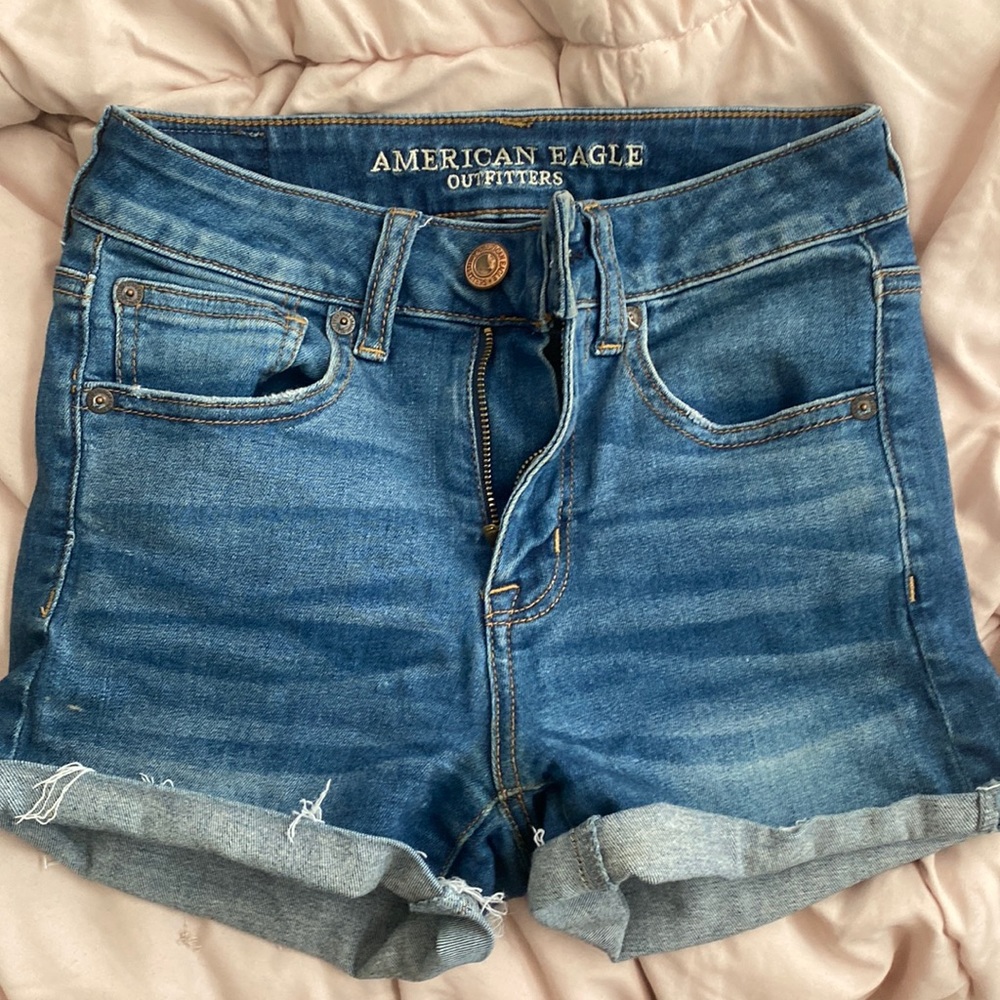 American eagle next level stretch high waisted denim shorts size 2